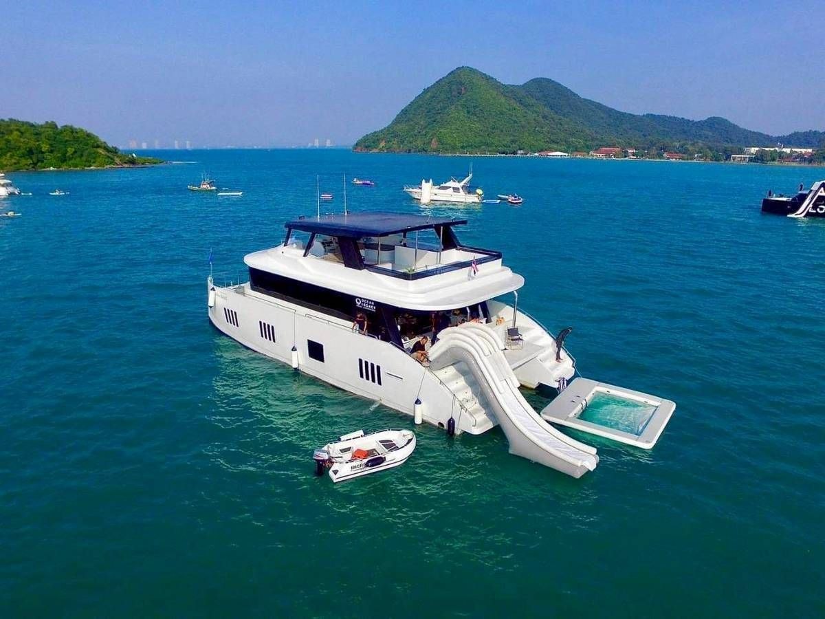 Ocean Symphony stern with slide, ocean pool and water activity deck