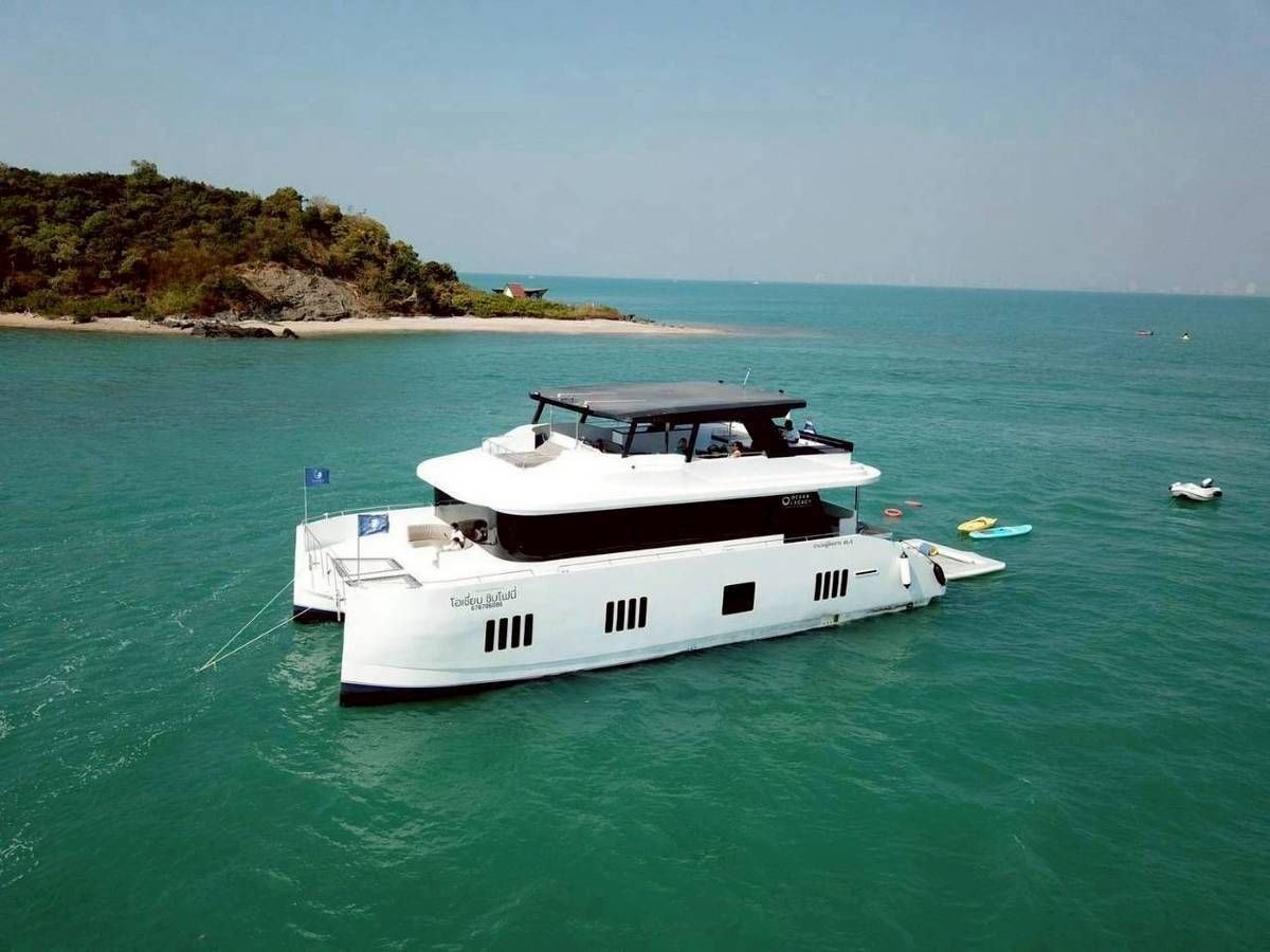 Ocean Symphony motor catamaran side profile near Pattaya island