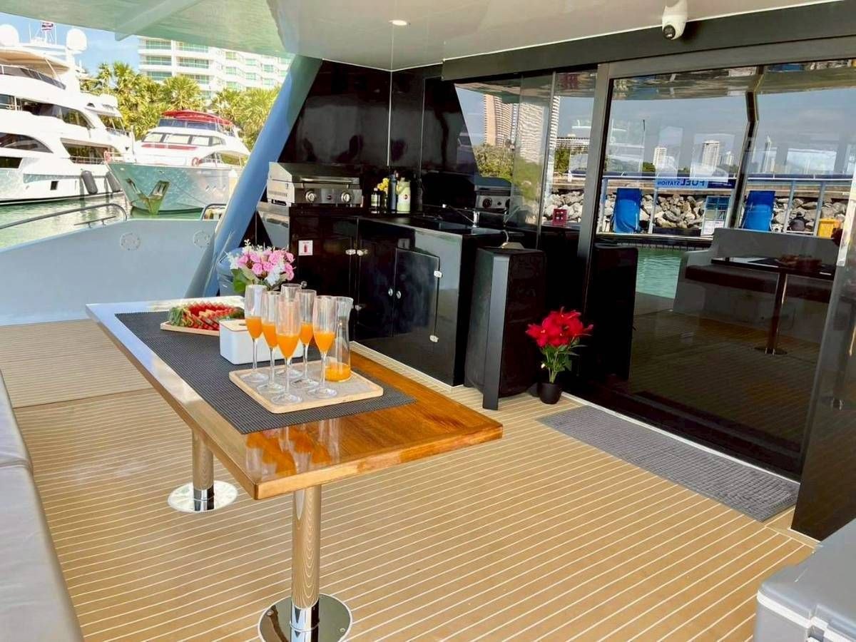Outdoor dining and BBQ area on Ocean Symphony